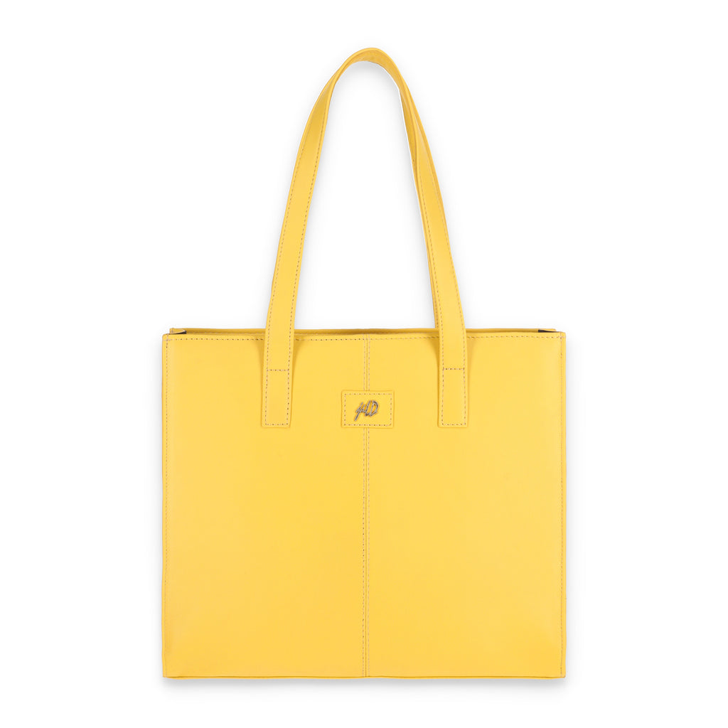 Everyday Women's Mustard Yellow Leather Zipper Tote Bag